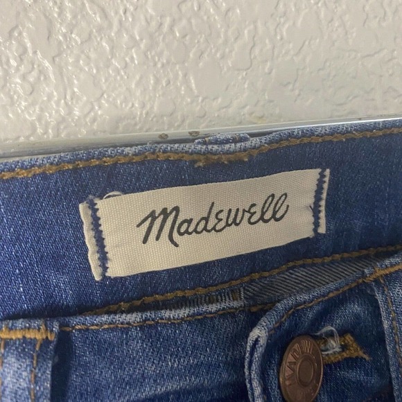 Madewell Women Jeans 9" High Rise Skinny Blue Wash Denim Stretch Fray Hem Sz 25" - Picture 3 of 11